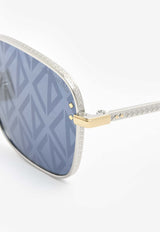 Dior Homme CD Diamond Motif Square Sunglasses DM40091U-5516XBLUE