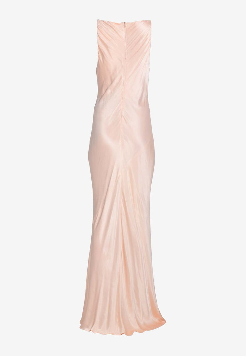 Shona Joy La Lune High-Neck Satin Midi Dress Peach 6242455PEACH