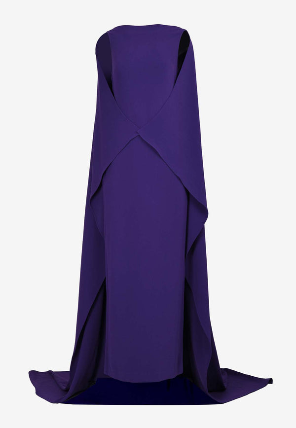 Solace London Kaila Maxi Cape Dress Purple OS40021PURPLE