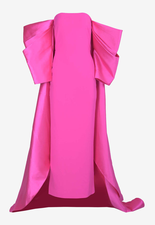 Solace London Kyla Off-Shoulder Maxi Dress Pink OS37001PINK