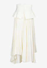 A.W.A.K.E Asymmetrical Pleated Maxi Skirt Ivory PF24.S04.PL08.IVORYIVORY