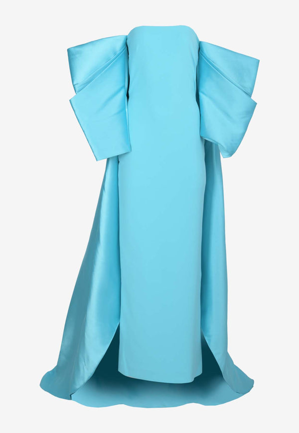 Solace London Kyla Off-Shoulder Maxi Dress Cyan OS37001CYAN