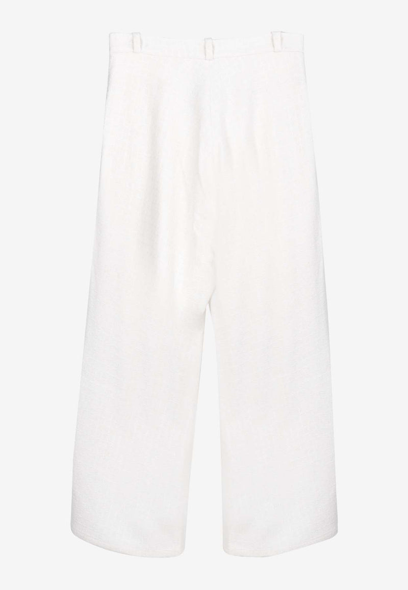 Dalood Kelly Straight-Leg Jacquard Pants White FW2507WHITE