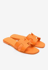 Hermès Oran H Cut-Out Sandals in Epsom Leather Orange Sunset