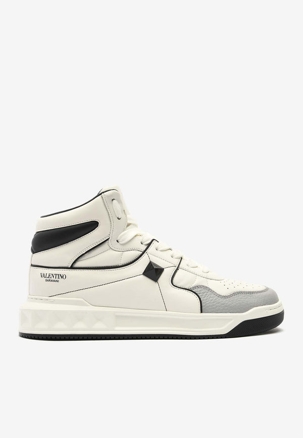 Valentino Leather High-Top Sneakers White WY2S0E63NWNWHITE