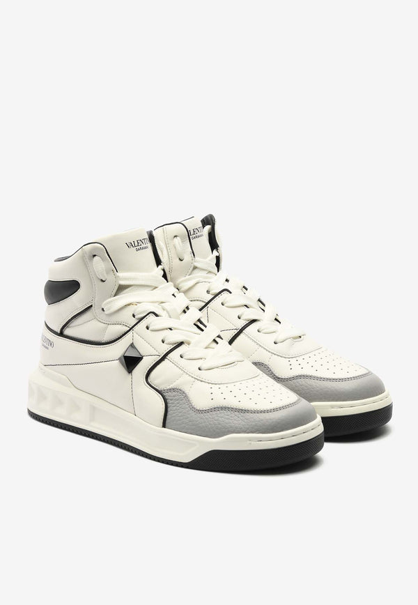 Valentino Leather High-Top Sneakers White WY2S0E63NWNWHITE