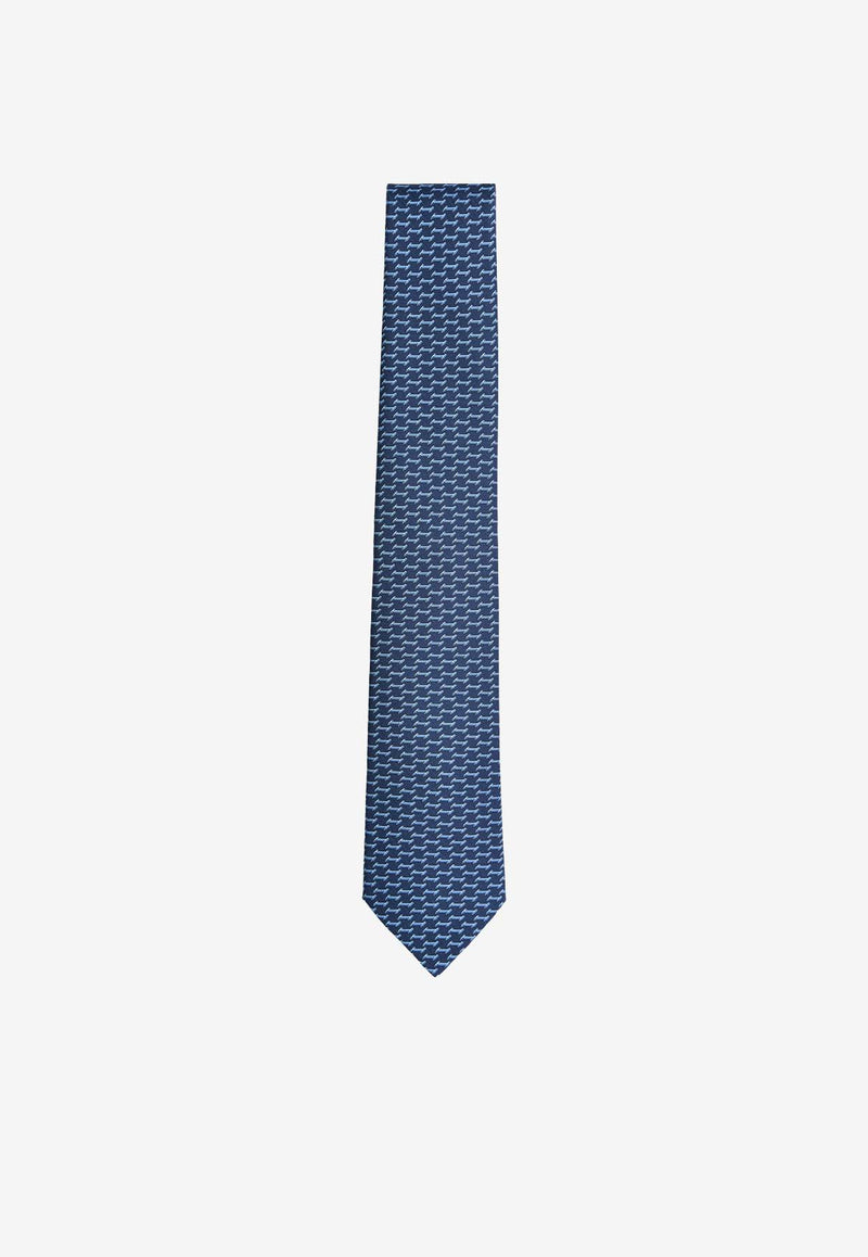 Hermès Landing H Silk Tie Marine