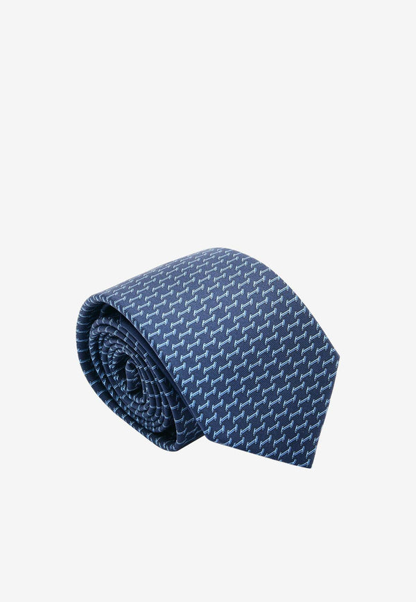 Hermès Landing H Silk Tie Marine