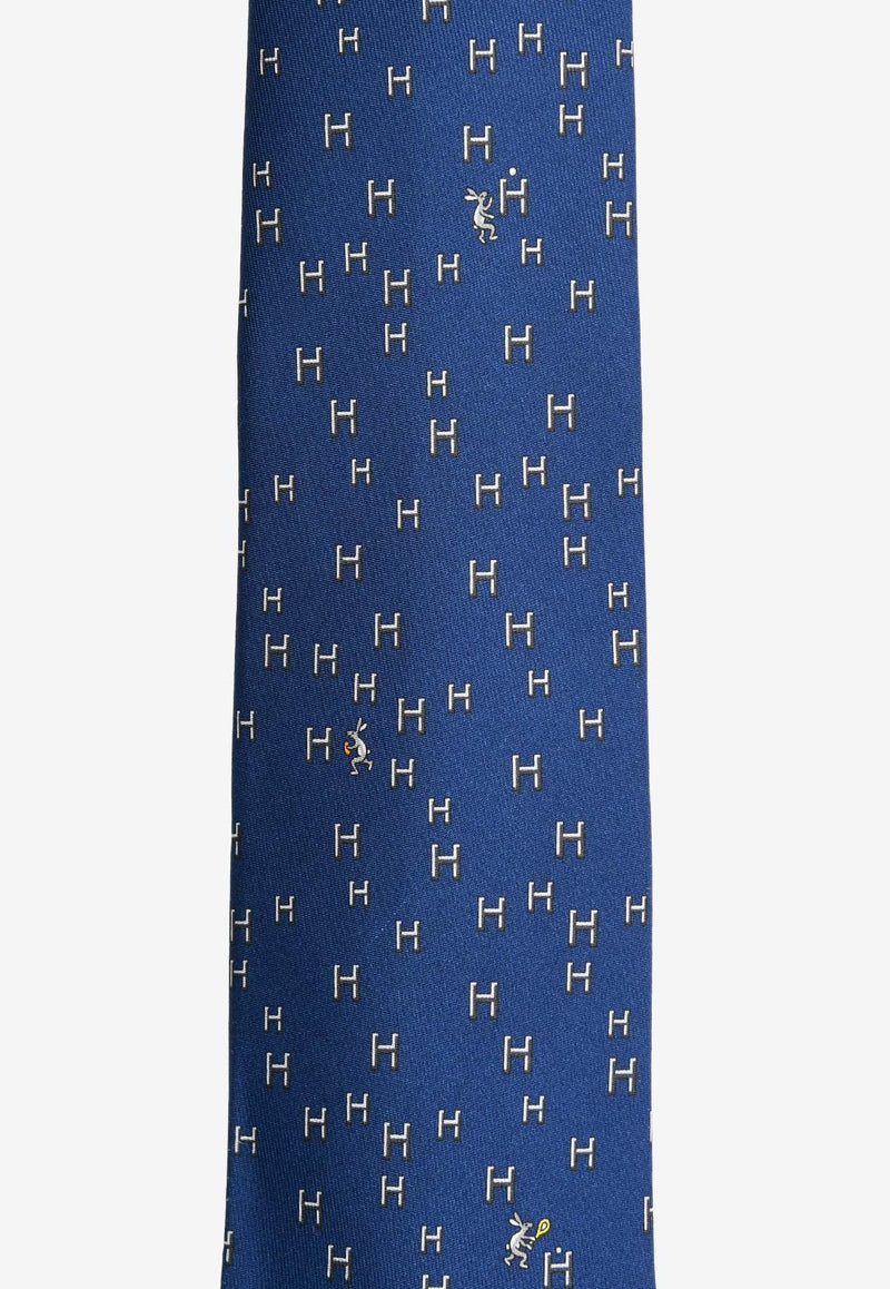 Hermès H Lapin Silk Twill Tie