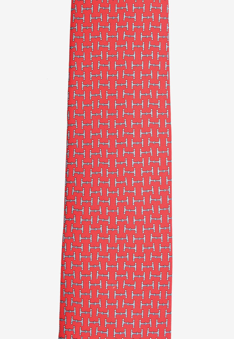 Hermès Dancing Bit Silk Twill Tie Rouge