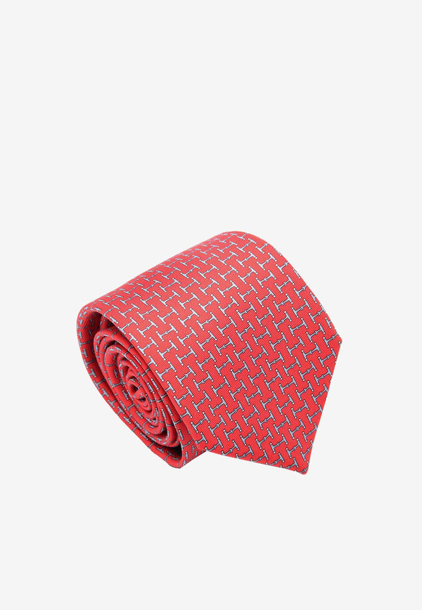 Hermès Dancing Bit Silk Twill Tie Rouge