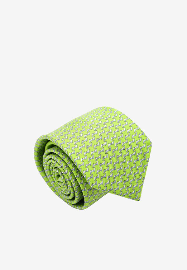 Hermès Landing H Silk Tie Vert