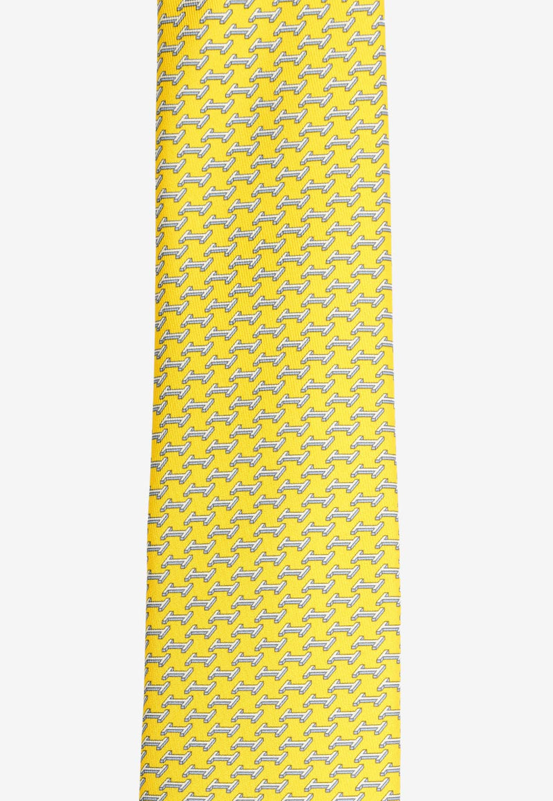 Hermès Landing H Silk Tie Jaune