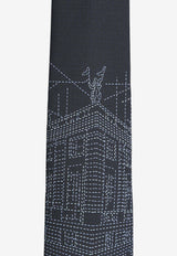 Hermès Pique Sellier Silk Tie Marine