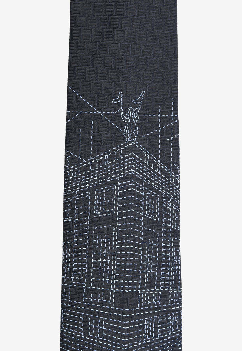 Hermès Pique Sellier Silk Tie Marine