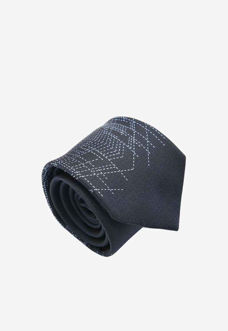 Hermès Pique Sellier Silk Tie Marine