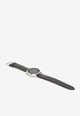 Hermès Slim d'Hermès 38mm Watch in Matte Alligator Single Tour Strap with Platinum Case