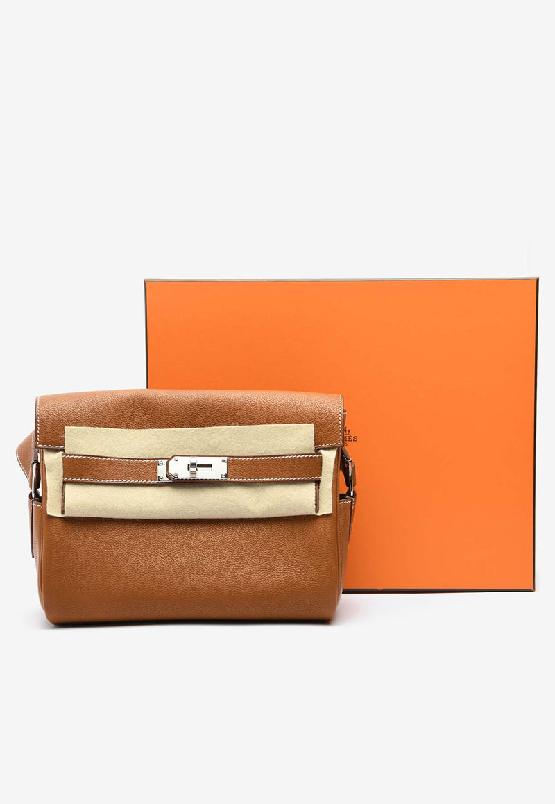 Hermès Kelly Messenger PM in Fauve Barenia Leather with Palladium Hardware