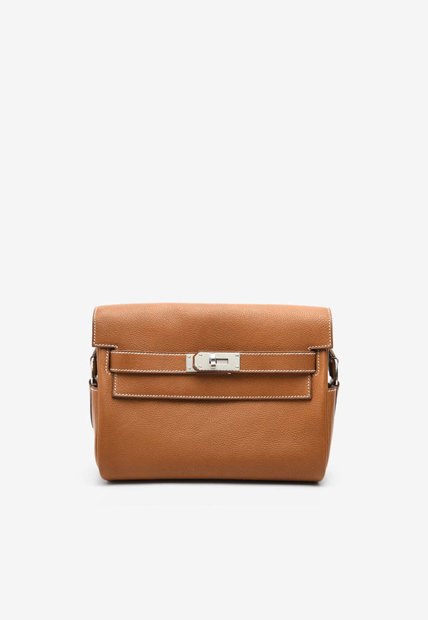 Hermès Kelly Messenger PM in Fauve Barenia Leather with Palladium Hardware