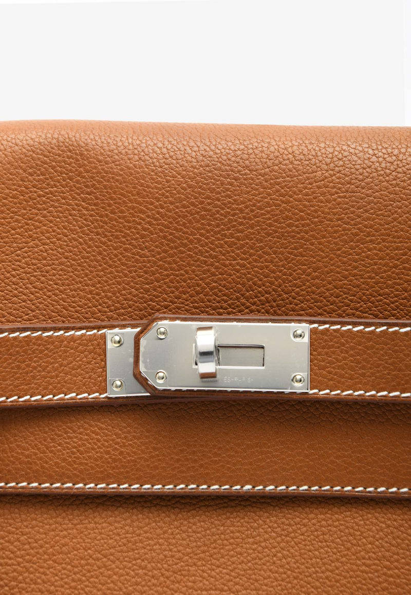 Hermès Kelly Messenger PM in Fauve Barenia Leather with Palladium Hardware