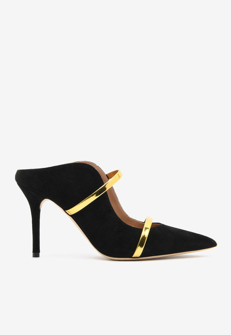 Malone Souliers Maureen 85 Suede Mules Black MAUREEN85-238BLACK GOLD