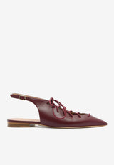 Malone Souliers Alia 10 Pointed Flats in Leather Bordeaux