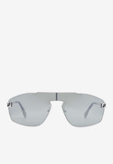 Fendi Skyfe F Logo Shield Sunglasses Gray FE40129USILVER