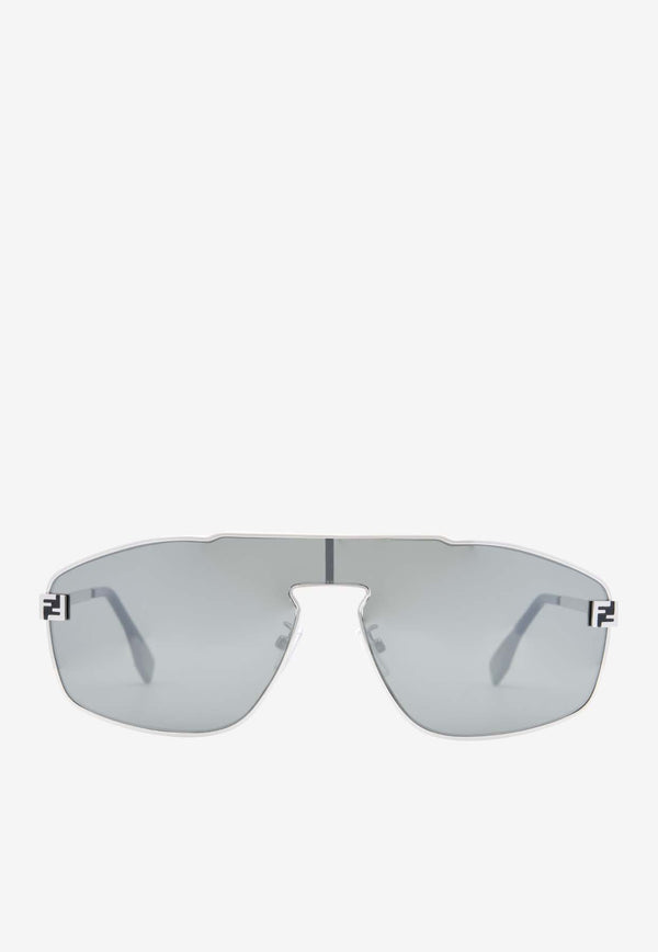 Fendi Skyfe F Logo Shield Sunglasses Gray FE40129USILVER