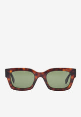 Fendi Signature Logo Square-Shaped Sunglasses Green FE40119IBROWN MULTI