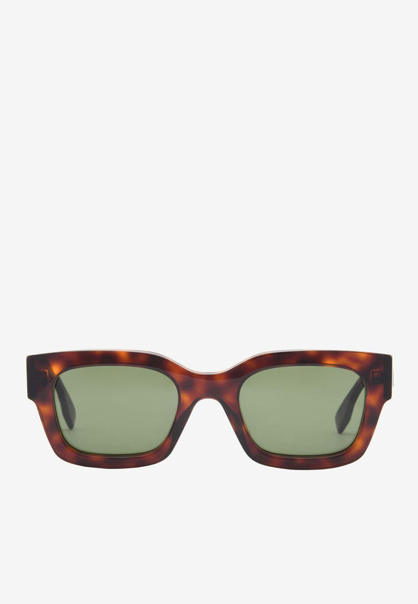 Fendi Signature Logo Square-Shaped Sunglasses Green FE40119IBROWN MULTI