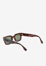 Fendi Signature Logo Square-Shaped Sunglasses Green FE40119IBROWN MULTI