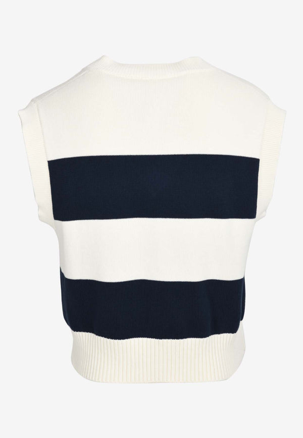AMI PARIS Ami De Coeur Knitted Stripe Sweater Vest Multicolor UKS70916WHITE MULTI