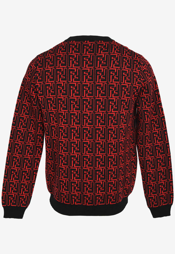 Fendi FF Logo Intarsia Knit Sweater FZX009ALJZRED MULTI