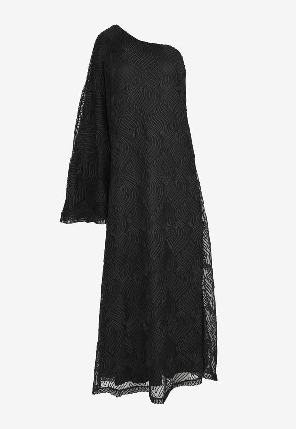 ROTATE One-Shoulder Maxi Flowy Dress Black 112945100BLACK