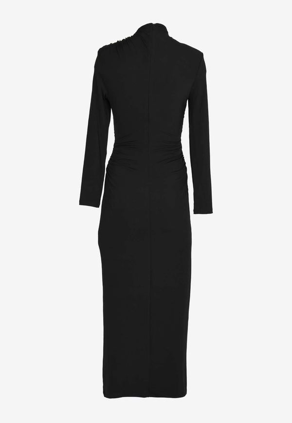 MISHA Emmeline Ruched Midi Dress Black MJ24DR049_REBLACK