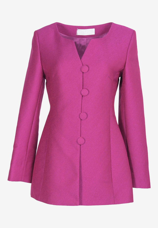 DESTREE Claude Metallic Crepe Blazer Fuchsia 24F4TOP03202FUCHSIA