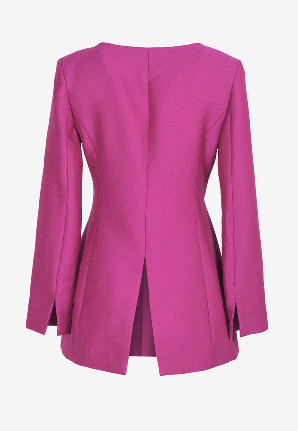 DESTREE Claude Metallic Crepe Blazer Fuchsia 24F4TOP03202FUCHSIA