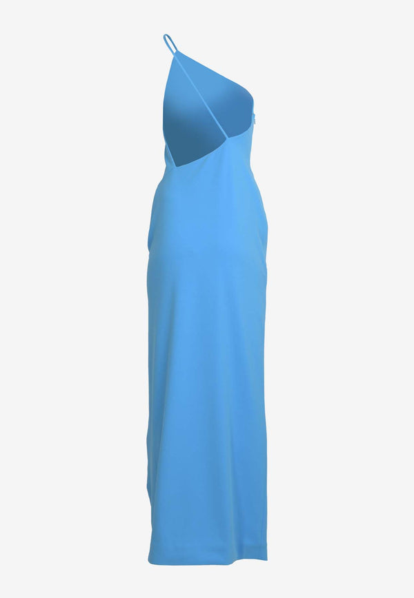 Solace London Petch One-Shoulder Crepe Maxi Dress Blue OS21091BLUE