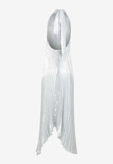 L'IDEE Opera Halterneck Plisse Gown Silver OPEG0023MISILVER