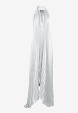 L'IDEE Opera Halterneck Plisse Gown Silver OPEG0023MISILVER