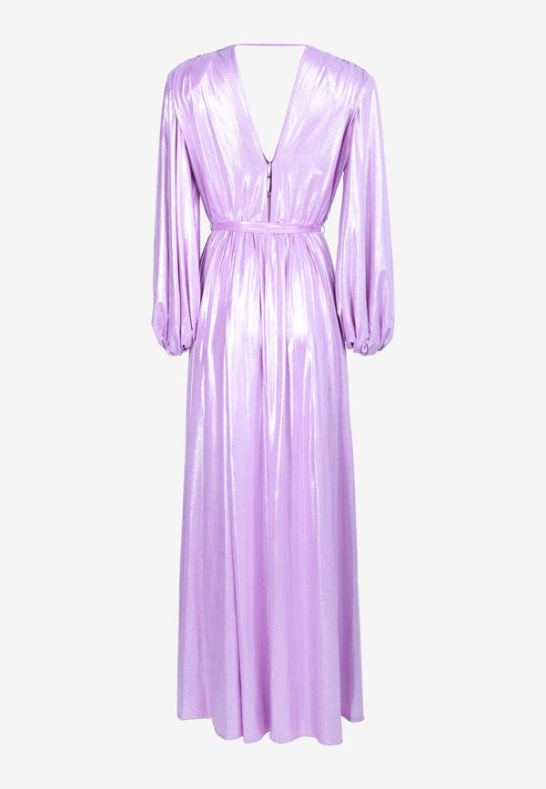 Bronx and Banco Zoe V-neck Metallic Gown Lavender BB-16-100LILAC/LAVENDAR