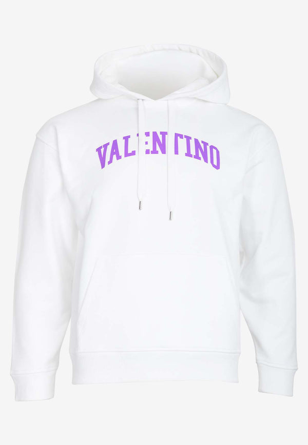 Valentino Logo Print Hooded Sweatshirt White 2V3MF14B963WHITE