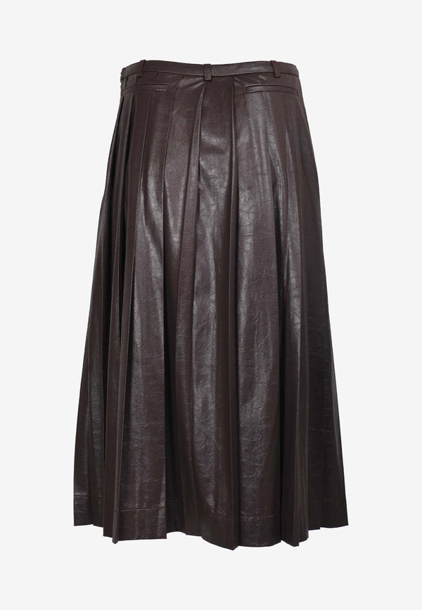 LOW CLASSIC Creased Pleated Midi Skirt Burgundy LW244SK06_BDBURGUNDY