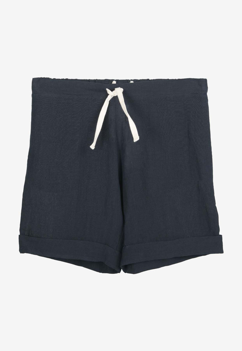 Marané Linen Drawstring Shorts Navy LinenShortsNAVY