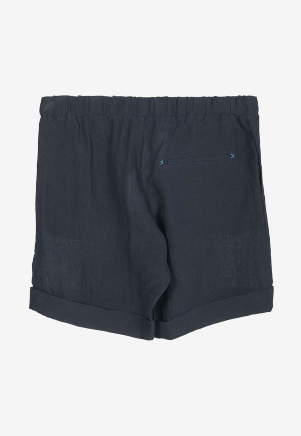 Marané Linen Drawstring Shorts Navy LinenShortsNAVY