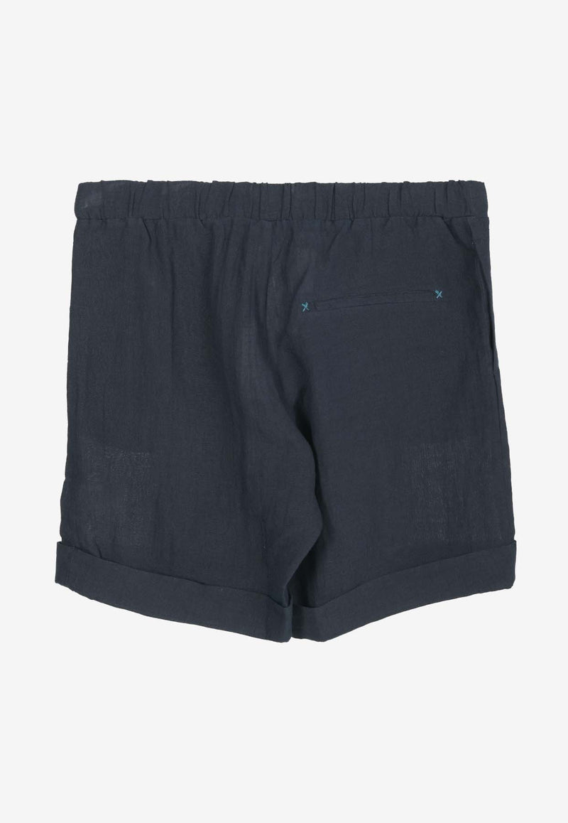 Marané Linen Drawstring Shorts Navy LinenShortsNAVY