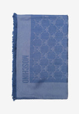 Moschino Logo Monogram Wool-Blend Scarf Blue 3234BLUE