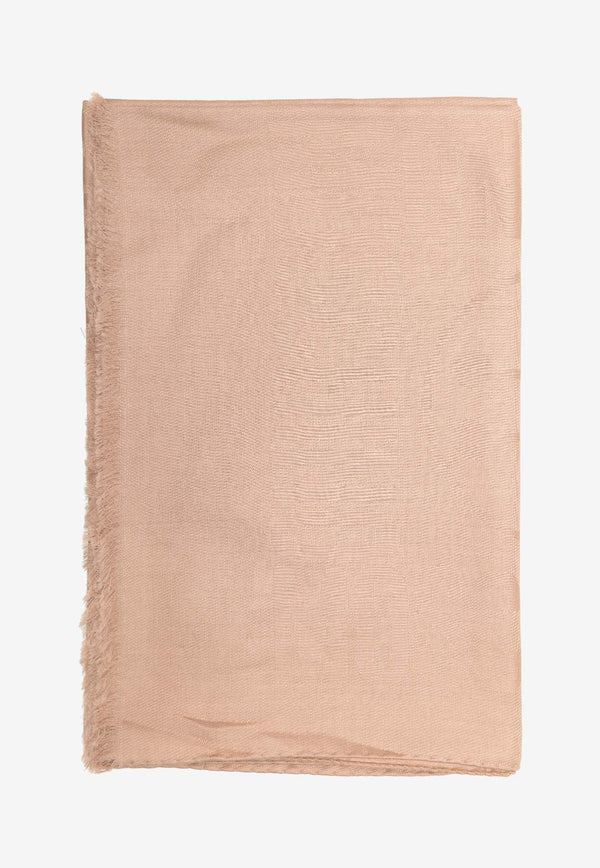 Moschino Logo Jacquard Fringed Scarf Beige 3232BEIGE