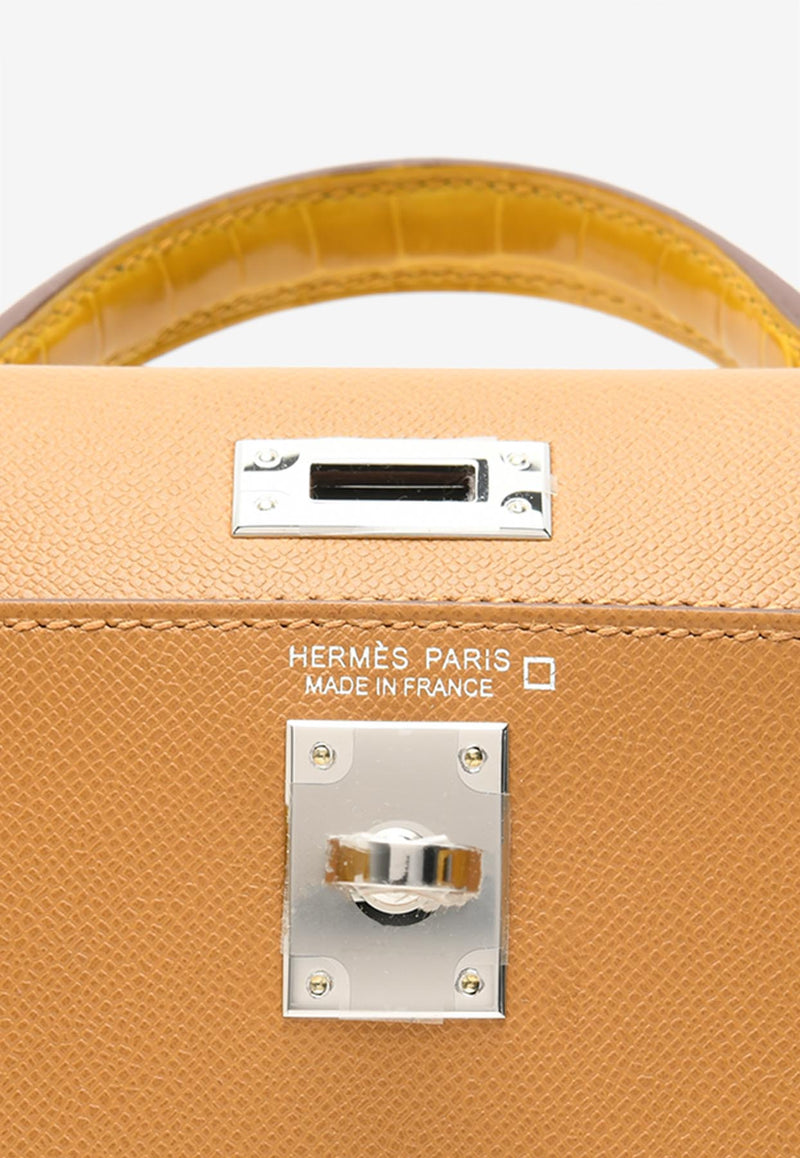 Mini Kelly 20 Sellier Touch in Sesame Madame and Jaune Ambre Shiny Alligator with Palladium Hardware