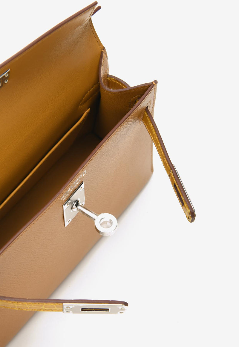 Mini Kelly 20 Sellier Touch in Sesame Madame and Jaune Ambre Shiny Alligator with Palladium Hardware